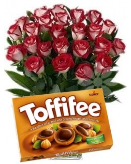 Bouquet of Brindled Roses + Toffifee 125 g