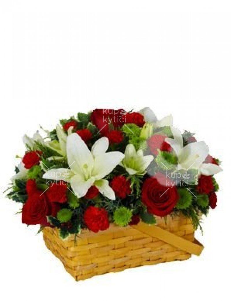 Red and white flower basket 12