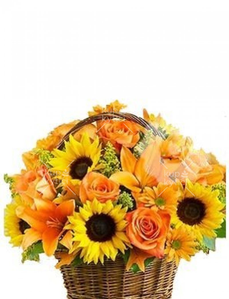 Summer flower basket in orange tones 20