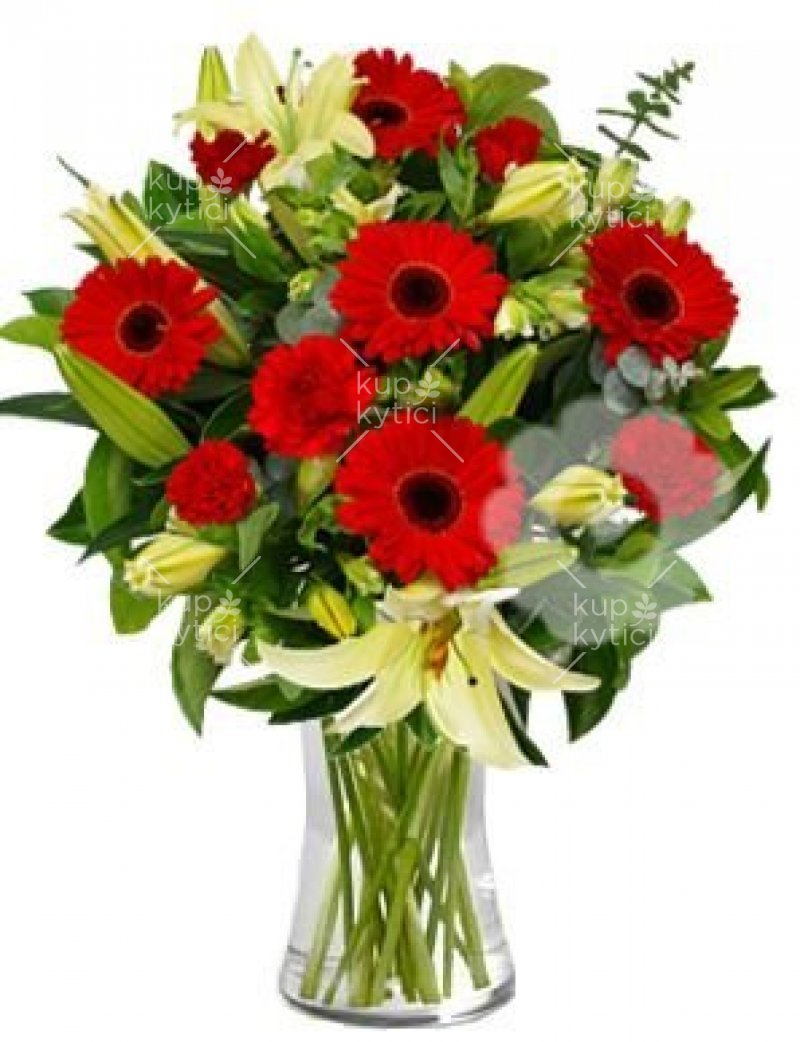 Mixed, red and white bouquet of Anita