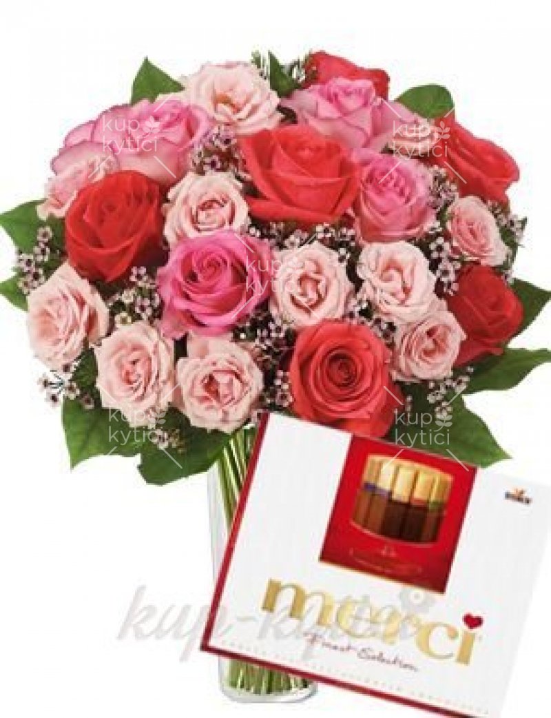 Okouzlující kytice z růží Samanta a Merci