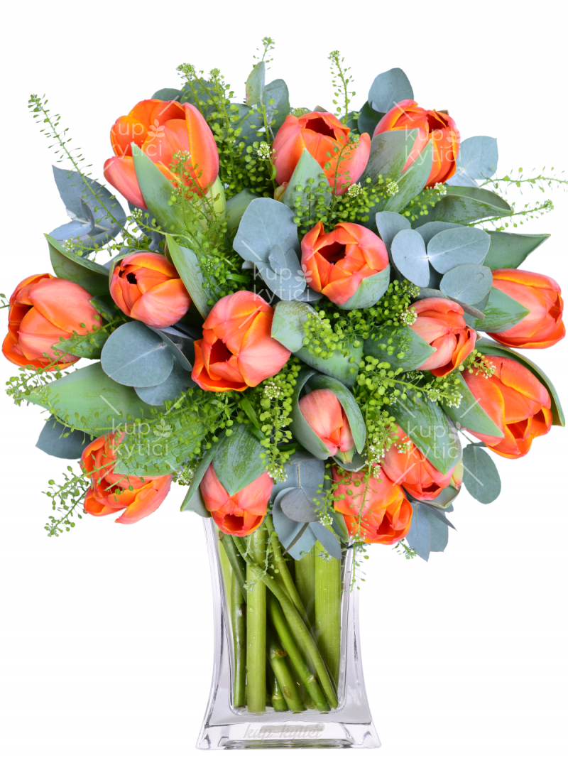 Kytice oranžových tulipánů