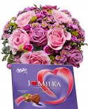 Dárkový set - kytice + Milka