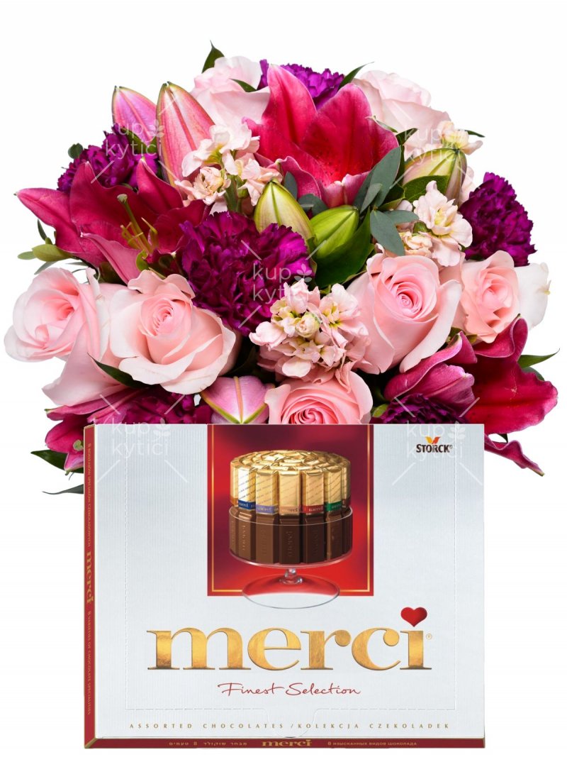 Kytice + Merci - darčekový set