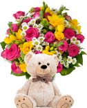 Gift set - bouquet + plush bear