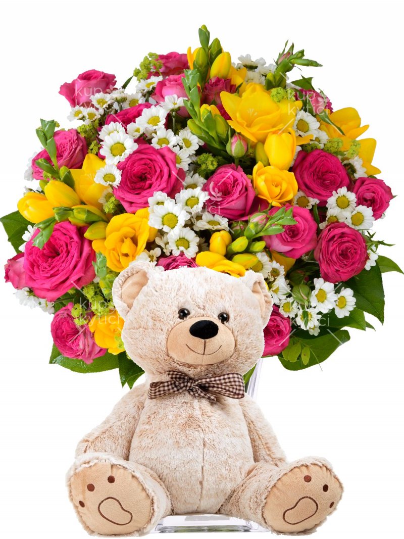 Gift set - bouquet + plush bear