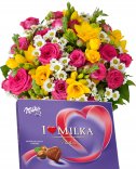Darčekový set - kytice + Milka